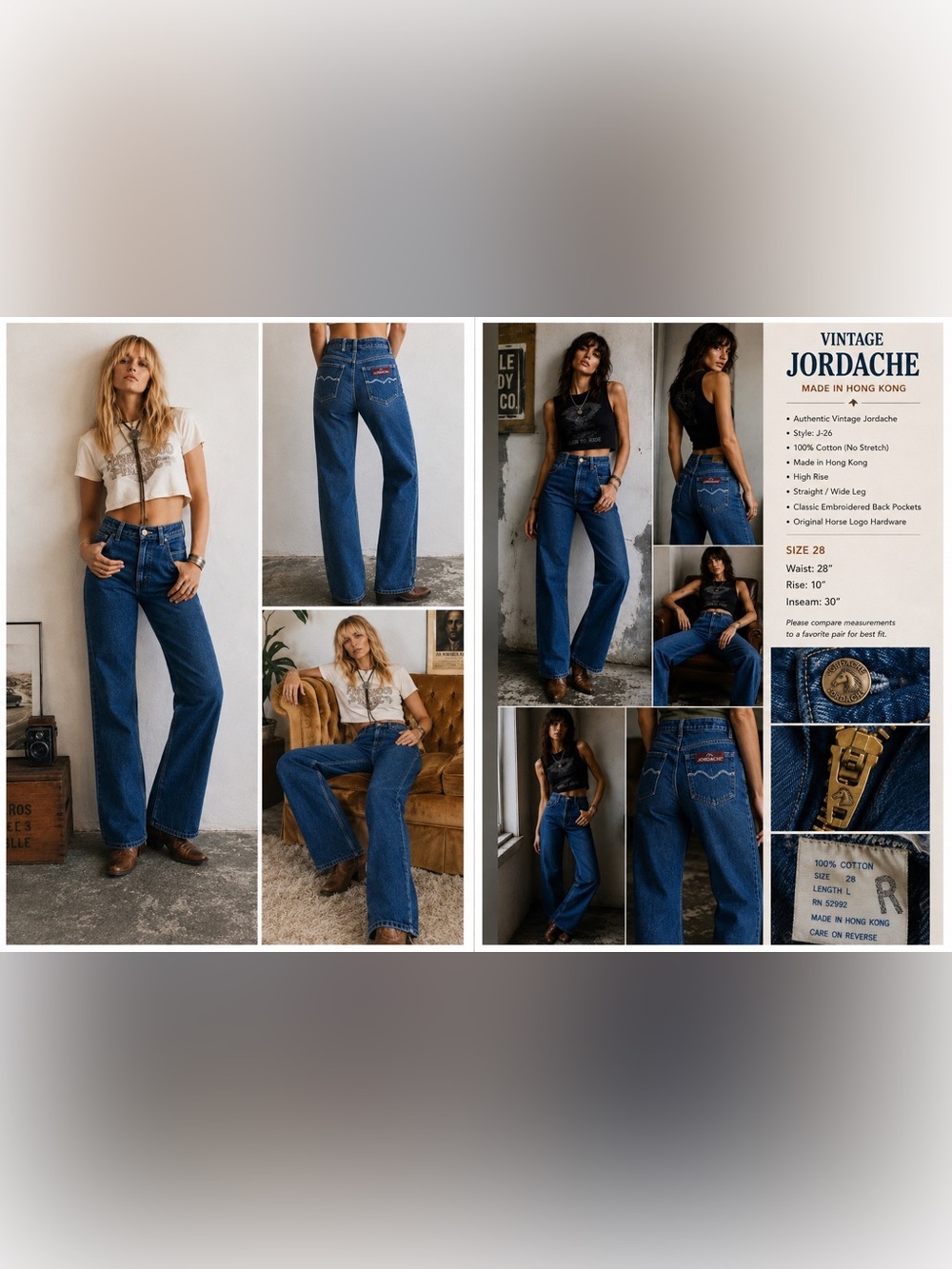Vintage Jordache J-26 High Rise Jeans | Made in Hong Kong | 100% Cotton Size 28